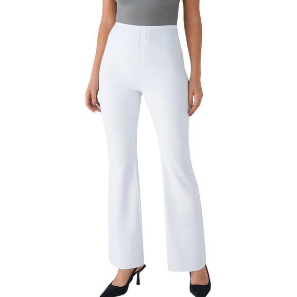 HALARA Flex High Waist Flare Work Pants White Size Large Petite NWOT - Picture 3 of 4